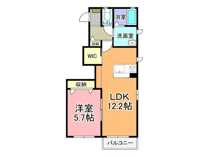 ラ・クレール B棟(1LDK/1階)の間取り写真