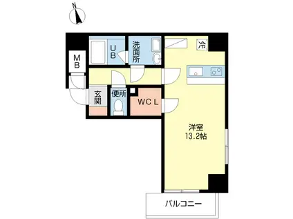 プレミアパリエ四天王寺(ワンルーム/2階)の間取り写真