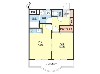 メゾン紀三井寺II(1DK/1階)の間取り写真