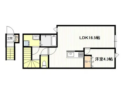 ゲッコー・モリア(1LDK/2階)の間取り写真