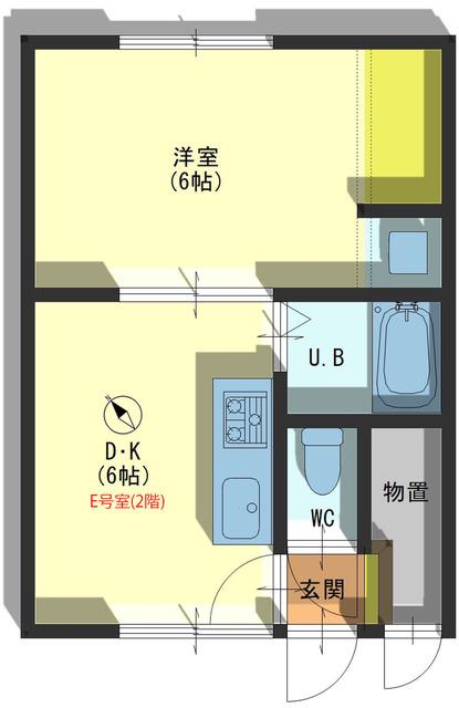 JR室蘭本線 伊達紋別駅 徒歩35分 2階建 築47年(1DK/2階)の間取り写真