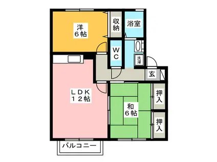 セジュール長良(2LDK/1階)の間取り写真