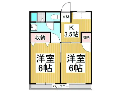 ロイヤル21(2K/2階)の間取り写真