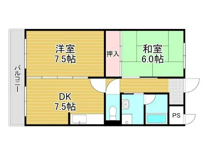 エクシブI番館(2DK/2階)の間取り写真