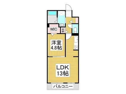 コンフォーティア中洲IV A棟(1LDK/3階)の間取り写真