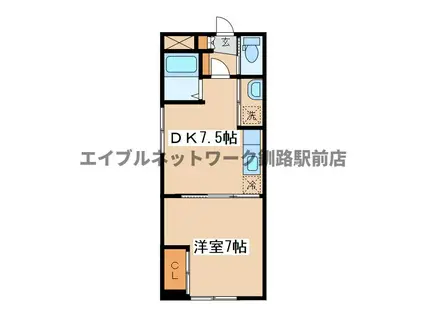 セブンハイツ(1DK/2階)の間取り写真