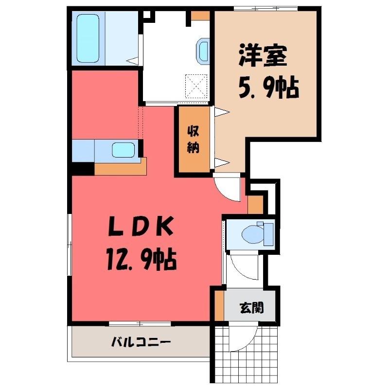 エクセルハイム(1LDK/1階)の間取り写真