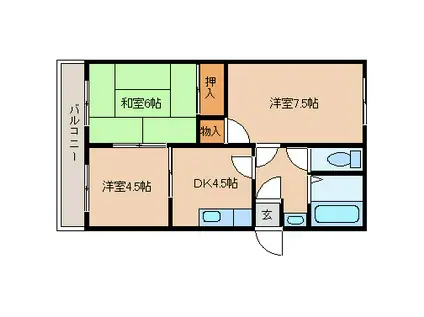ベルハウス(3DK/3階)の間取り写真