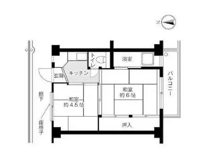 ビレッジハウス福田II4号棟(2K/1階)の間取り写真