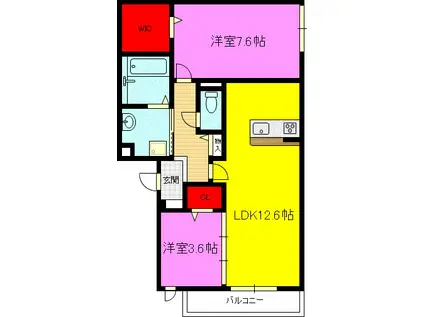 メゾン ド グレーヌ楠根(2LDK/3階)の間取り写真