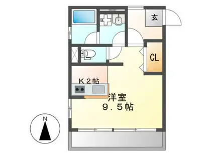 錦コーポラス(1K/2階)の間取り写真