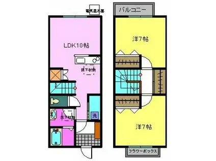 メゾネットゼゼ(2LDK/1階)の間取り写真
