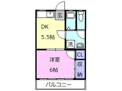 コーポ蔵付(1DK/2階)の間取り写真