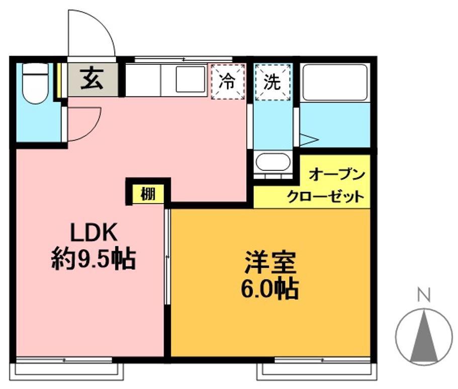 銀杏ロッヂ(1LDK/2階)の間取り写真