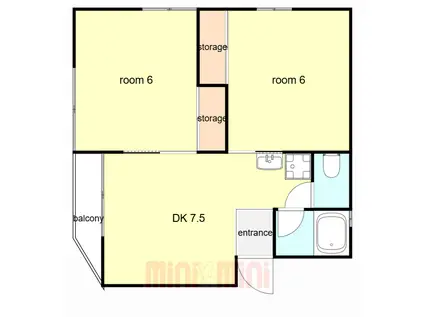 八木ハイツ(2DK/1階)の間取り写真