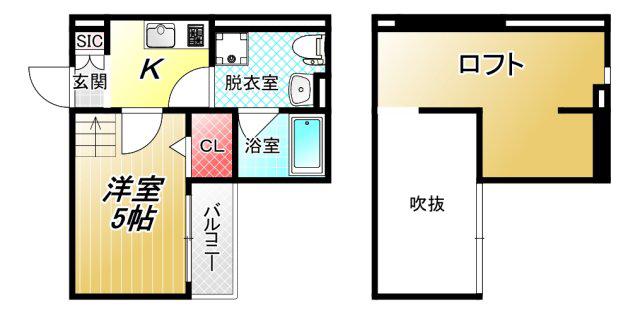 コンフォール大阪(1K/1階)の間取り写真