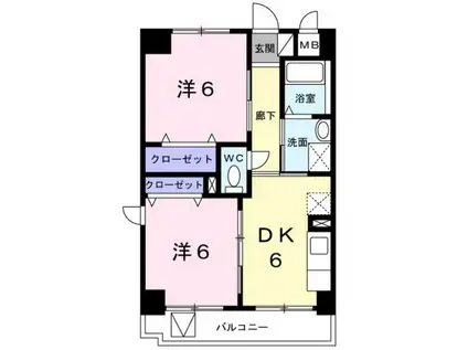 クレッシェンド(2DK/3階)の間取り写真