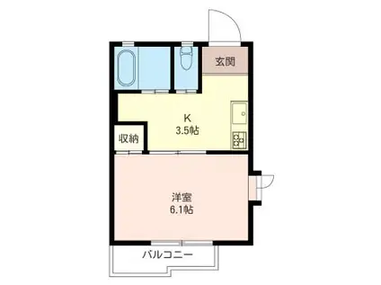 ジュネス八景(1K/2階)の間取り写真