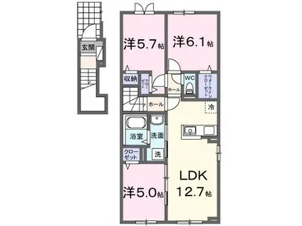 モンターニャII(3LDK/2階)の間取り写真