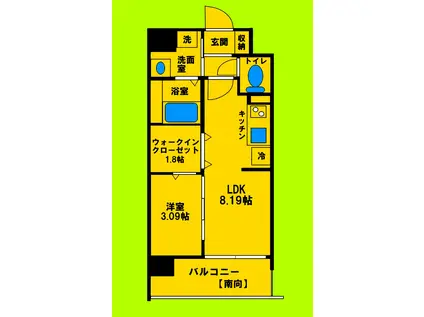 ワーブ吹田江坂(1LDK/2階)の間取り写真