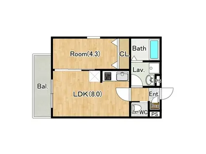 ジーメゾン柏西原(1LDK/1階)の間取り写真