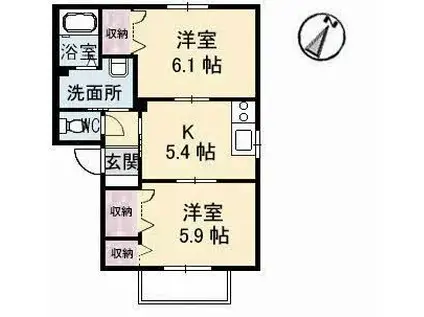 シャーメゾン美の浜(2K/1階)の間取り写真