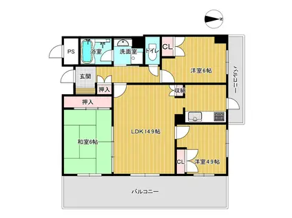 リーベスト千里中央(3LDK/6階)の間取り写真