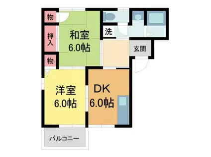 クリアスカイ8 B棟(2DK/2階)の間取り写真
