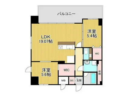 アクシオン薬院プレミアム(2LDK/5階)の間取り写真