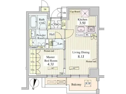 ル・シュクレ永福(1LDK/5階)の間取り写真