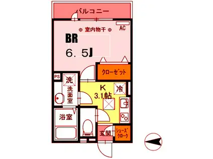 M.Oハイツ31(1K/1階)の間取り写真