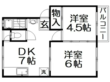 杉本マンション(2DK/2階)の間取り写真