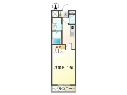 リヴァージュB(1K/2階)の間取り写真