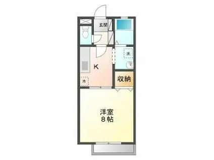 ジェルメ南蔵王B(1K/1階)の間取り写真