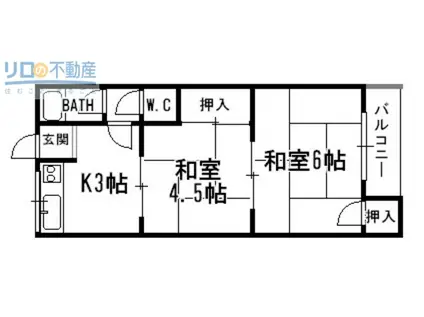 生島ハイツ(2DK/1階)の間取り写真