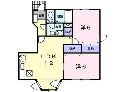 プリムール(2LDK/1階)の間取り写真