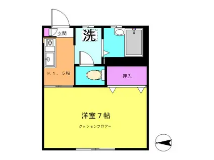 ジュネス長津田(1K/1階)の間取り写真