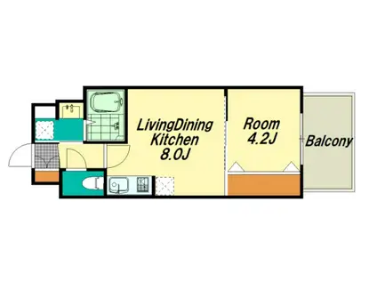 メイクス京橋川Ⅱ(1LDK/2階)の間取り写真