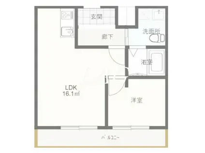 ミッドタウン原市(1LDK/3階)の間取り写真