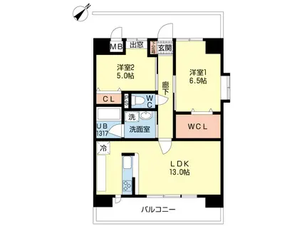 プリマベラ デ 尾ノ上(2LDK/4階)の間取り写真