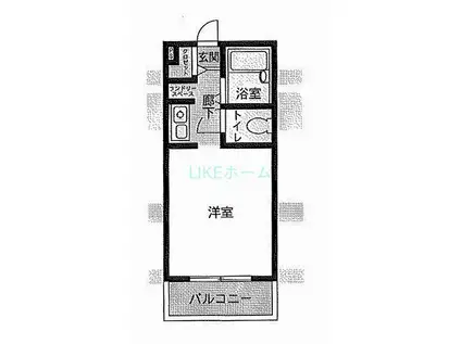 ビューパレー市川(ワンルーム/3階)の間取り写真