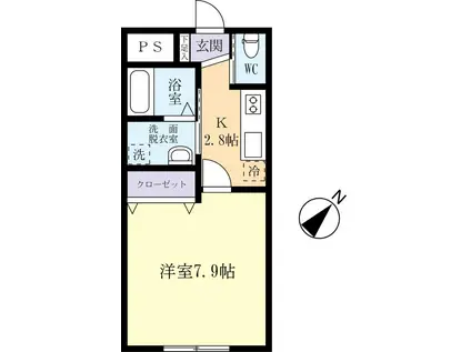 ROKU-ROKUマンション(1K/2階)の間取り写真