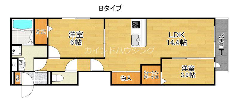 PASSARO GRANDE 墨江 イースト(2LDK/3階)の間取り写真