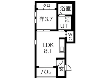 ボヌール金山(1LDK/3階)の間取り写真
