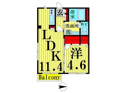 シェル・ドゥ・メゾン(1LDK/2階)の間取り写真