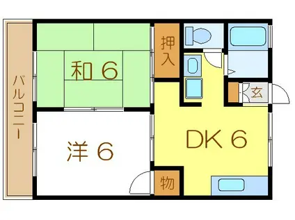 シャトーグリシン(2DK/1階)の間取り写真