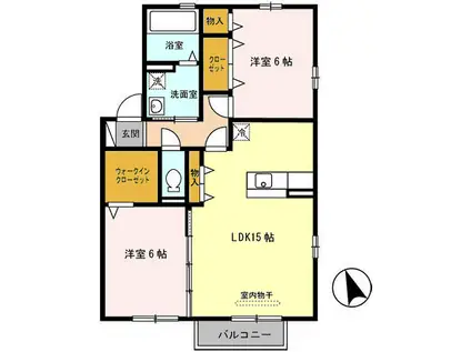 ECO SOLEIL C 角(2LDK/2階)の間取り写真
