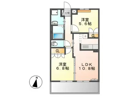アンジェリーク(2LDK/2階)の間取り写真