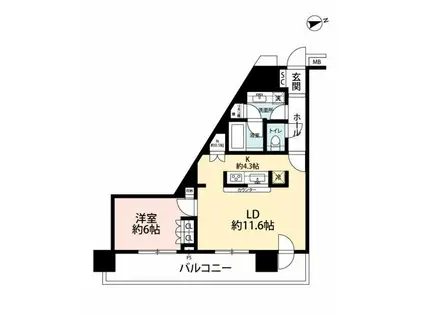 プリズムタワー(1LDK/21階)の間取り写真