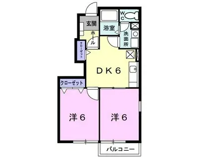 ヴィオラA(2DK/1階)の間取り写真